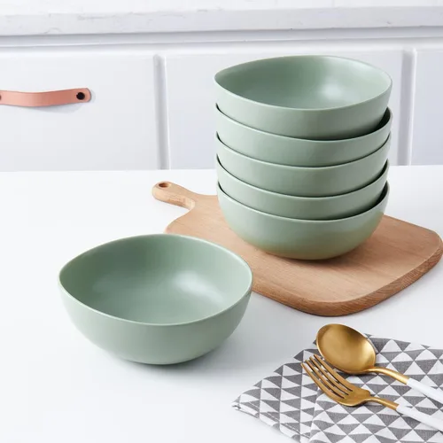 Vista 2 de Stone Lain Delilah Honeydew Green - Juego de platos de porcelana de 6 piezas, cuencos de cocina para cenas diarias, sopas, ensaladas, pasta