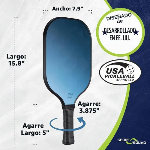 Vista 3 de Sport Squad Pickleball Paddles Set of 2 and Single Paddles - Lightweight, Durable & High-Performance Playability - Enhanced Grip & Power - USA