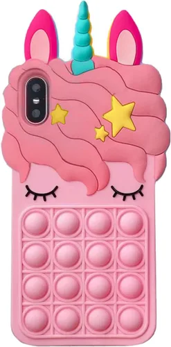 Vista 7 de Pop Case para iPhone 12/12 Pro, Funda de silicona con burbujas de gato negro afortunado de dibujos animados, brillo, estrellas, burbujas de arena