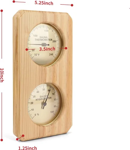 Vista 3 de Plus tard Termómetro e higrómetro de sauna Medidor vertical 2 en 1 Medición de humedad de temperatura interior para sala de sauna