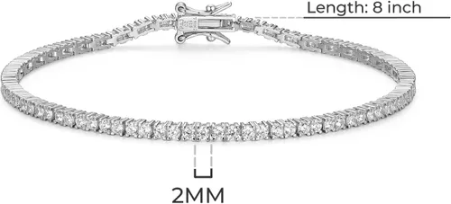 Vista 5 de Tienda Essentials Pulsera de tenis chapada en plata de ley con circonita cúbica de corte redondo (anteriormente colección Tienda)
