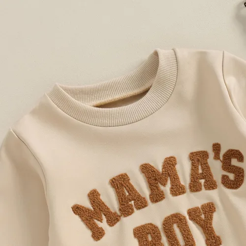 Vista 5 de Conjunto de 2 piezas de ropa para bebé niña y niño, sudadera con letras de mamá y niño, conjunto de 2 piezas