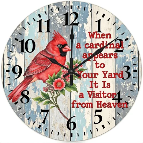 Vista 22 de Farmhouse Silent Wooden Wall Clock Non-Ticking Battery Operated 10" Retro Rustic Arabic Numerals Colorful Decorative Small Wall Clocks for Living