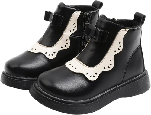 Vista 2 de Newborn Booties Kids Leather Shoes Baby Girls Oxford Boots Toddler Mary Jane Shoes Winter Warm Footwear Non-Slip Prewalker