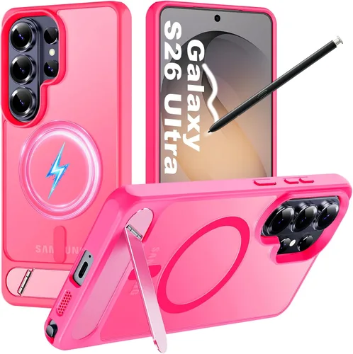 Vista 86 de Hualele - Funda magnética para Samsung Galaxy S24 Plus/S25 Plus con soporte de metal, [compatible con MagSafe]