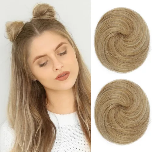 Vista 24 de REECHO Space Bun Hair Pieces, 2 piezas de mini clips de garra en moños desordenados y orejas de gato, extensiones de moño de cabello falso HB001