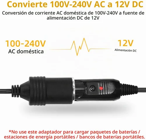 Vista 4 de Convertidor de CA a CC de 180W, adaptador de corriente de 110V a 12V 15A para encendedor de cigarrillos de auto AC/CC, fuente de alimentación
