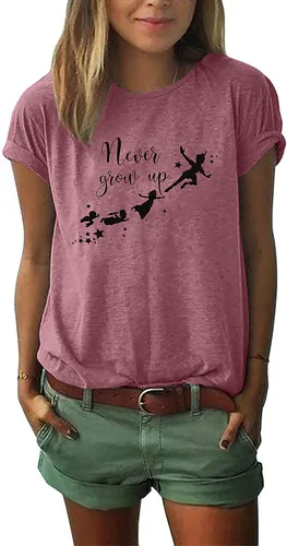 Vista 4 de Camiseta de Never Grow Up para mujer divertida camiseta del Reino mágico camisetas inspiradas en las fiestas para jóvenes regalos de fiesta
