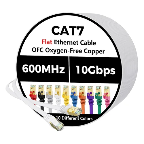 Vista 29 de Cable Ethernet Cat 7 de 0.6 pies, cable de Internet de alta velocidad de 10 Gbps, blindado SFTP, cobre puro OFC, cable de red LAN RJ45 CAT7