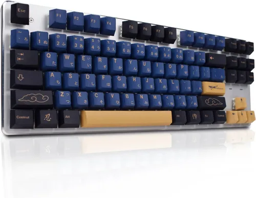Vista 8 de MOLGRIA Teclas Samurai azules, juego de 129 teclas PBT para teclado de juegos, teclas personalizadas de sublimación de tinte de perfil de cereza