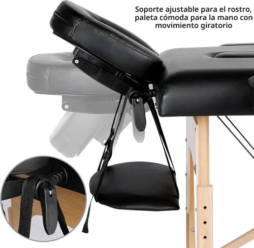 Vista 4 de Yaheetech - Mesa de masaje portátil, camas para pestañas, cama de spa, sofá de masaje plegable, mesas de spa ajustables, plegables en 2 con bolsa