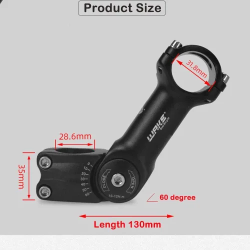 Vista 2 de CYSKY Vástago de bicicleta ajustable 31.8 25.4 3.543 in/4.331 in/5.118 in 0-60 grados ajustable MTB vástago de bicicleta elevador para bicicleta