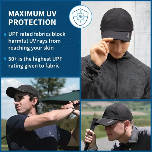 Vista 3 de TrailHeads Sombrero de verano para correr con protección UPF 50 de secado rápido para hombre Negro