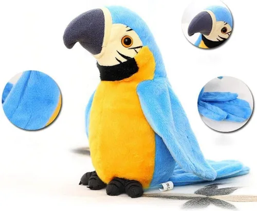 Vista 3 de Loro parlante de guacamayo repite lo que dices, juguete de peluche de disco electrónico, animado pájaro agitado, alas que hablan, loro