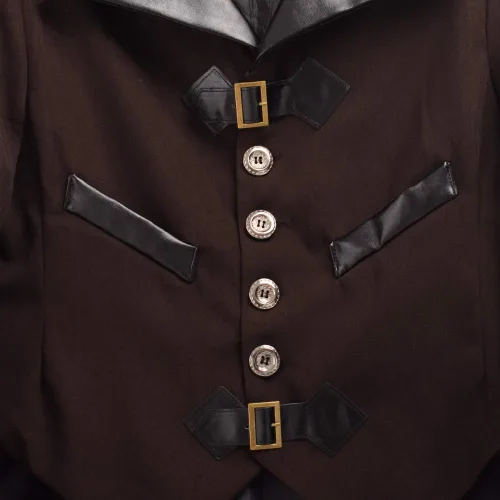 Vista 5 de BLESSUME Abrigo gótico victoriano Steampunk VTG abrigo chaqueta Halloween Cosplay disfraz