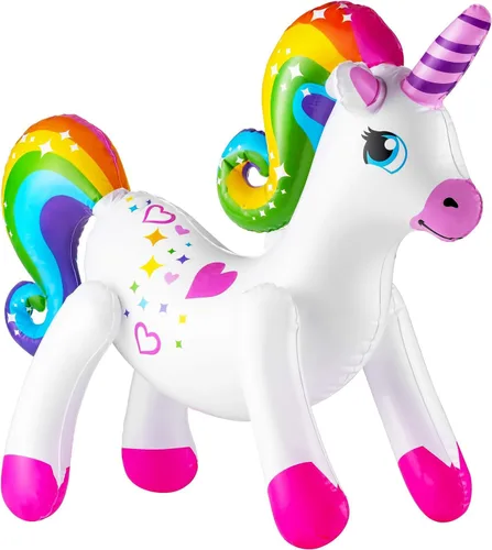 Vista 4 de The Dreidel Company Inflar unicornio arcoíris de 24 pulgadas (paquete de 2)
