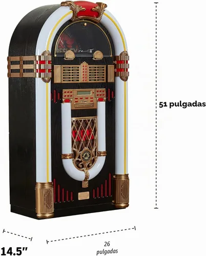 Vista 9 de Arkrocket Jukebox reproductor de discos de vinilo de tamaño completo Bluetooth USB SD Reproductor de CD Radio, tocadiscos retro clásico Jukebox