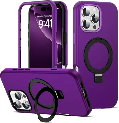 Vista 13 de Funda compatible con iPhone 13 y 14 de 6.1 pulgadas con soporte de anillo magnético [protección militar contra caídas] [compatible con Mag-Safe]