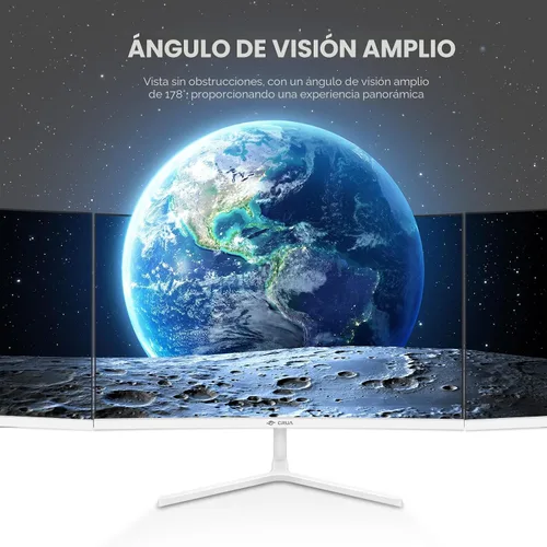 Vista 3 de CRUA Monitor curvo de 24 pulgadas, FHD (1920 × 1080P) 100HZ 120% sRGB, biseles estrechos en tres lados, monitor de PC con filtro de luz azul