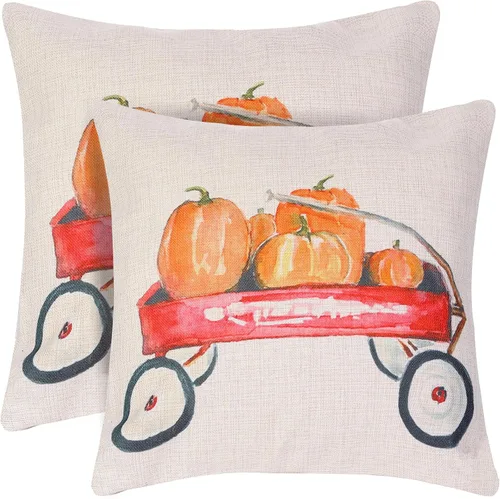 Vista 8 de uxcell Fundas de almohada de otoño, juego de 2 fundas de almohada de calabaza, decoraciones de otoño de Acción de Gracias para el hogar, sofá, sala