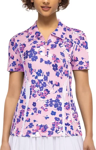 Vista 4 de JACK SMITH Women's Golf Polo Shirts Short Sleeve Lightweight Moisture Wicking Zipper Tennis Tops Slim Fit Sportwear