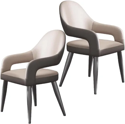 Vista 11 de YVYKFZD Leather Dining Chairs, Leisure Kitchen Chairs Set, Upholstered Dining Room Chairs with Backrest, Lounge Armchair Comfy Side Chair, for Brown