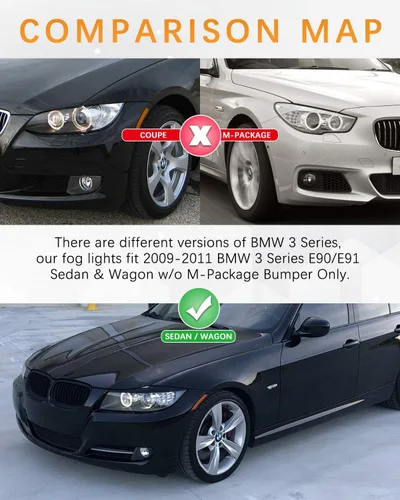 Vista 2 de Faros antiniebla para BMW Serie 3 Sedán/Wagon E90/E91 2009-2011 (sin paquete de M) con lente transparente, 2