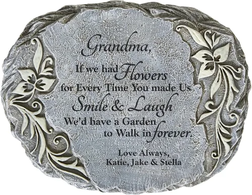 Vista 10 de Let's Make Memories Piedra conmemorativa personalizada para jardín, brilla en la oscuridad, grabado con láser, marcador de jardín de condolencias
