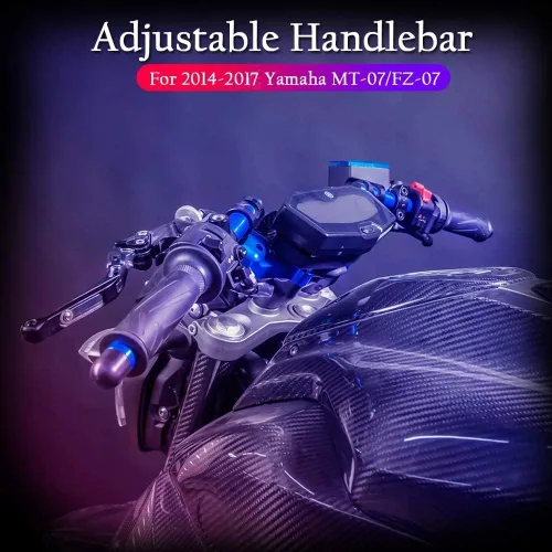 Vista 5 de Empuñaduras de motocicleta para MT FZ 07 MT07 FZ07 2014-2017 Adaptador de clip de tubo de horquilla y placa separada Juego de manillar reemplazable