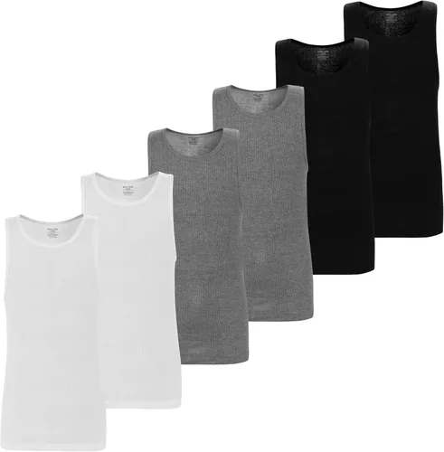 Vista 5 de Athllete Men's Tank Top Undershirts 6-Pack, Cotton Sleeveless A-Shirts, Ribbed Mens Tanktops, Wife Beater Shirts