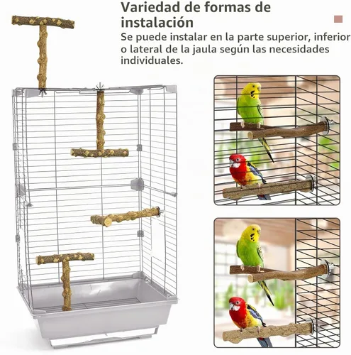 Vista 3 de Perchas para Pájaros, 6 piezas Ramas de Soporte de Madera Natural para Pájaros, Palo de Percha para Pájaros para Masticar, Accesorios de Jaula