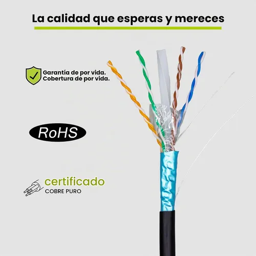 Vista 5 de TRUE CABLE Cable Ethernet Cat6 a granel para exteriores, blindado F/UTP, 500 pies, negro, resistente a los rayos UV, chaqueta OSP, cobre sólido