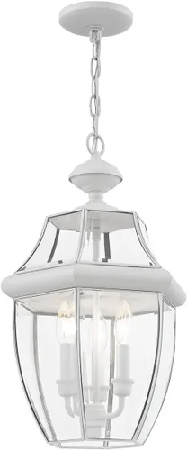 Vista 5 de Livex Lighting 2355-03 Monterey - Farol colgante de 3 luces, para exteriores, color blanco