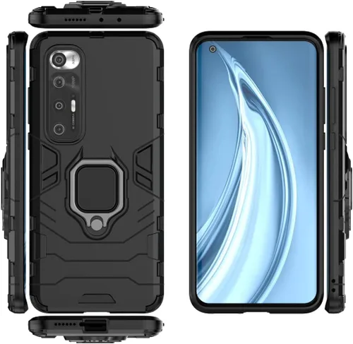 Vista 3 de Compatible con Xiaomi Mi 10S, funda de agarre de anillo de metal, a prueba de golpes, parachoques duro