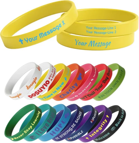 Vista 16 de Custom Rubber Bracelets – 0.5” Wide Personalized Silicone Wristbands for Parties, Awareness, Events & Celebrations