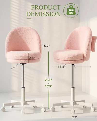 Vista 2 de GTPOFFICE Silla de tocador con respaldo, silla de oficina alta ajustable, taburetes de bar giratorios altos, silla de escritorio mullida y bonita