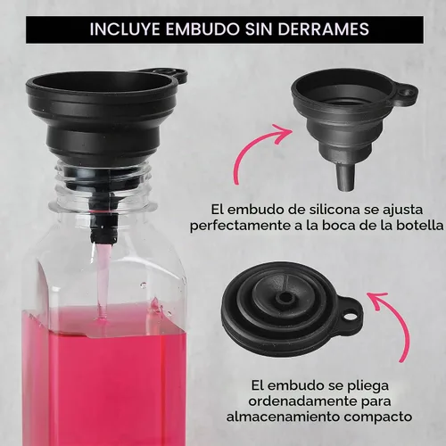Vista 3 de NYHI 20 botellas de plástico transparente para jugo con tapas a prueba de manipulaciones, recipientes vacíos reutilizables para bebidas con tapas