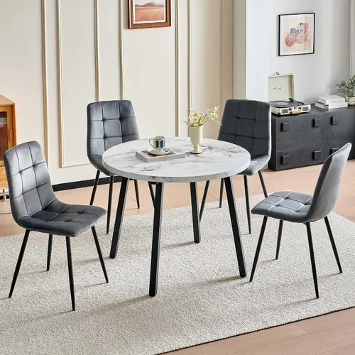 Vista 29 de Homedot Juego de mesa de comedor para 2, mesa de cocina de 3 piezas, juego de sillas de comedor redondas y negras para espacios pequeños, juego