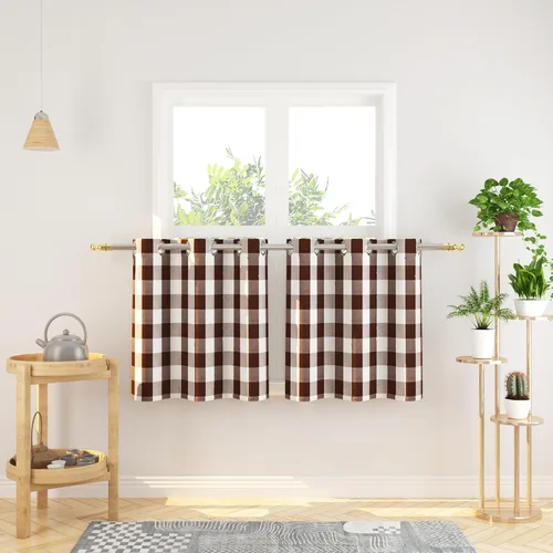 Vista 110 de Cortinas de 24 pulgadas de largo con diseño Buffalo Check Gingham Plaid para ventanas de cocina y baño, tratamiento para ventanas con 2 paneles