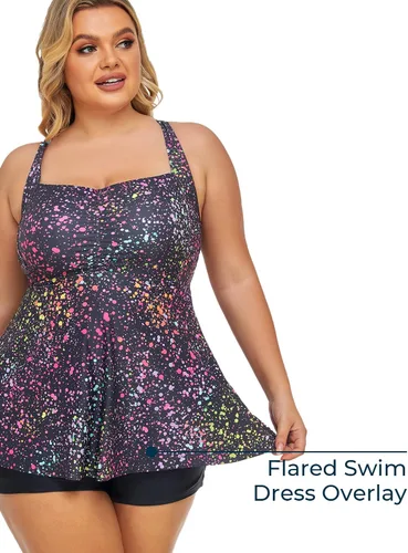 Vista 7 de Summer Mae Traje de baño tankini de dos piezas para mujer, talla grande, con control de abdomen, con pantalones cortos