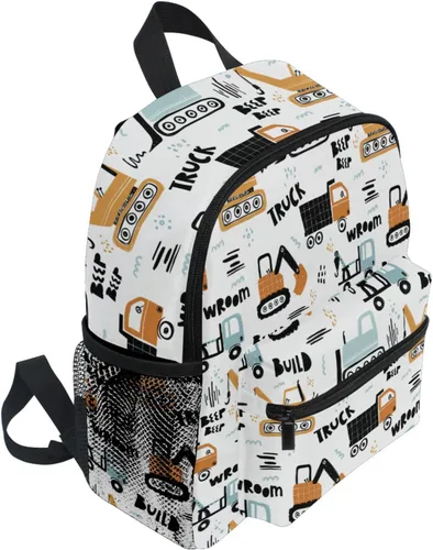 Vista 2 de Selerdon Mochila escolar para niños pequeños, para niños y niñas, para guarderías, para niños y niñas, Coches de tractor lindos, Moderno