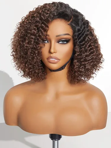 Vista 38 de LUVME HAIR Pelucas de cabello humano rizado sin pegamento de 6 pulgadas, precortadas, indetectable, HD, encaje Bob, peluca corta y rizada con ondas