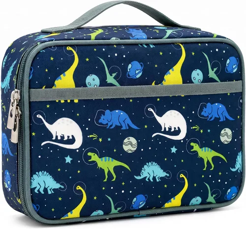Vista 9 de Kulle - Lonchera de astronauta para niños, bolsa de almuerzo con tema espacial aislada, lonchera térmica reutilizable para niños, para la escuela