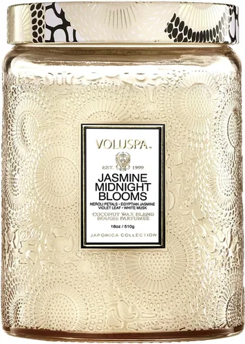 Vista 18 de Vela en frasco de vidrio grande de enebro francés y lavanda, 100 horas, 16 oz, Voluspa Coconut Wax Blend in Decorative Glass, Clean Even Burn, USA
