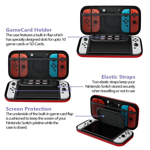 Vista 4 de taplzmg case for Nintendo switch Switch oled switch carrying case with 10 Game Cartridges Hard Shell Travel Switch Pouch for Console & Accessories