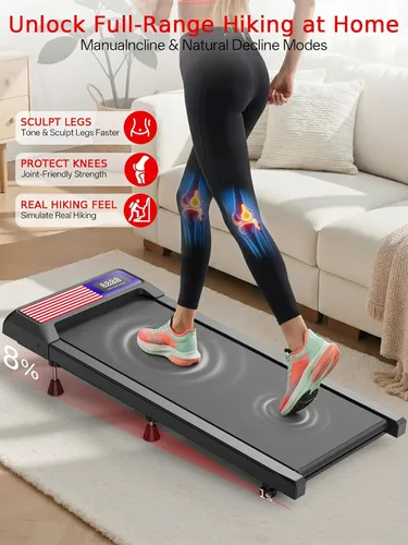 Vista 6 de Walking Treadmill Pad with Adjustable 8% Incline for Home Office Gk-N4054AF-Negro/Bandera