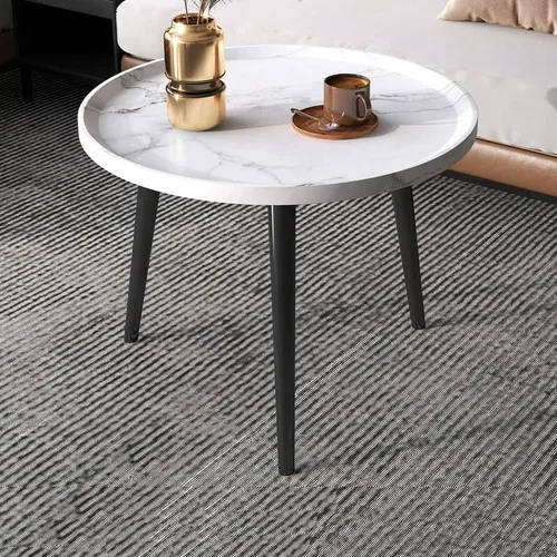Vista 10 de Mesa auxiliar, moderna mesa de centro pequeña con 3 patas, mesa de cóctel de madera, mesa auxiliar de centro retro para sala de estar, fácil Negro