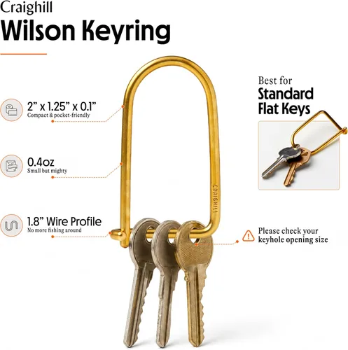 Vista 2 de Craighill Wilson Keyring - 2" Carabiner Keychain Clip, Key Ring for Car Keys, Lightweight, D Ring Key Organizer