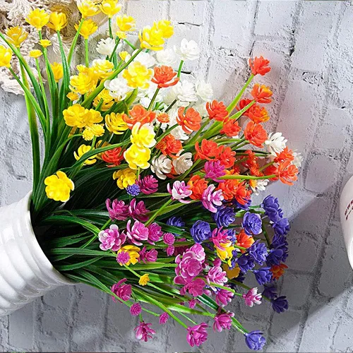 Vista 5 de Grunyia 10 paquetes de flores artificiales de narcisos para exteriores (azul)
