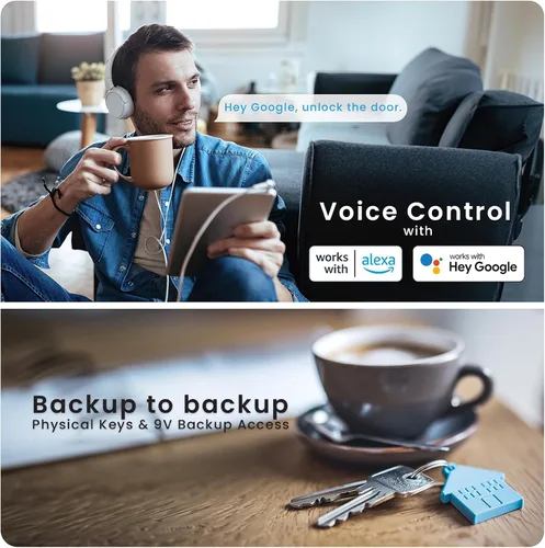 Vista 7 de Lockly Secure Pro Wi-Fi - Cerradura inteligente para puerta con entrada sin llave y teclado digital PIN Genie®, cerradura de puerta delantera